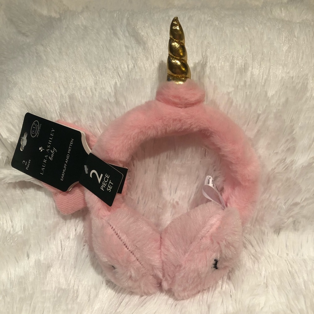 Unicorn Earmuff and Mitten Set